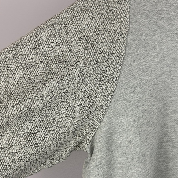 J. Jill Light Gray Cotton Blend Textured Sleeves Oversized Medium Sweatshirt - Picture 4 of 8